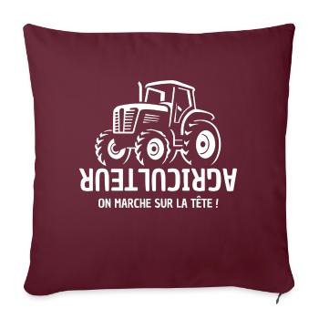 Bauer, Bauer, Bauer, Traktor - Sofakissenbezug 45 x 45 cm - Burgunderrot - Vorne