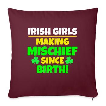 Fête de la Saint-Patrick : les filles irlandaises, fauteurs de bêtises - Housse de coussin décorative 45 x 45 cm - bordeaux - Devant