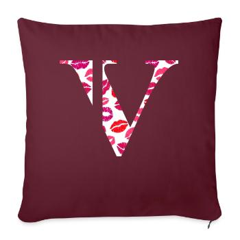 Lettre v bisous - Housse de coussin décorative 45 x 45 cm - bordeaux - Devant