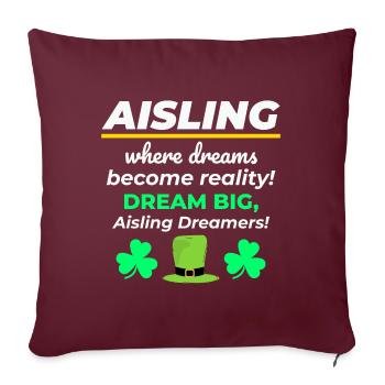 Nom de fille irlandaise Aisling Dreamy Reality pour Dreamer - Housse de coussin décorative 45 x 45 cm - bordeaux - Devant
