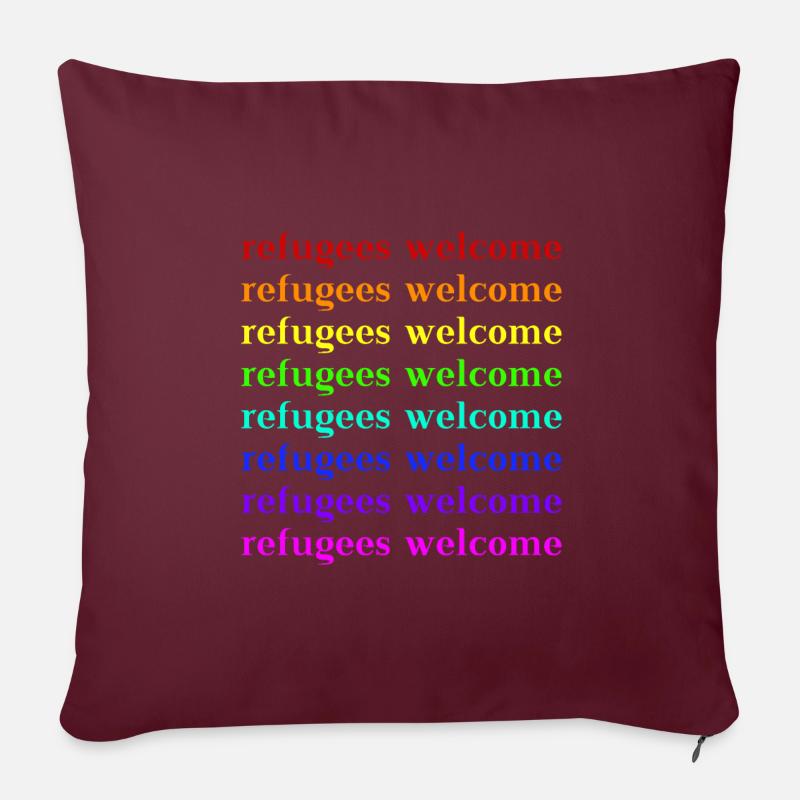 Refugees Welcome Geschenkidee - Sofakissenbezug 45 x 45 cm - Burgunderrot