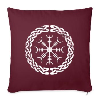 Aegishjalmur, Heaume de crainte, Viking, Nordique - Housse de coussin décorative 45 x 45 cm - bordeaux - Devant