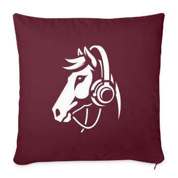 Sonorous Silence – Le cheval avec des écouteurs - Housse de coussin décorative 45 x 45 cm - bordeaux - Devant