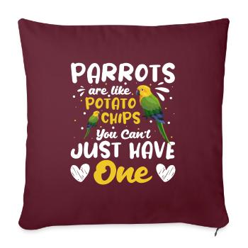 Perroquet Coloré Tropical - Housse de coussin décorative 45 x 45 cm - bordeaux - Devant