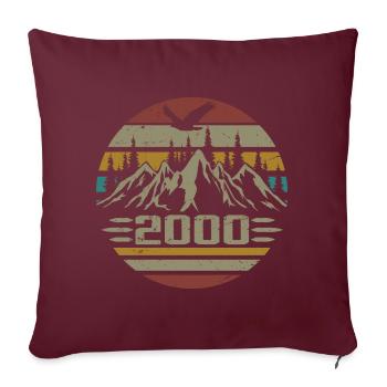Geboren im Jahr 2000 Original Retro 2000 Geburtstagsgeschenk - Sofakissenbezug 45 x 45 cm - Burgunderrot - Vorne
