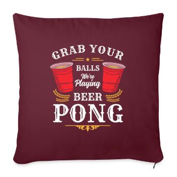 Jeu à boire Beerpong Party - Housse de coussin décorative 45 x 45 cm - bordeaux - Devant