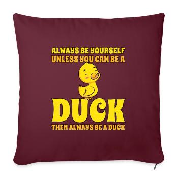 Canard mignon Toujours être un amoureux du canard canard - Housse de coussin décorative 45 x 45 cm - bordeaux - Devant