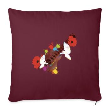 Peace and love - Housse de coussin décorative 45 x 45 cm - bordeaux - Devant