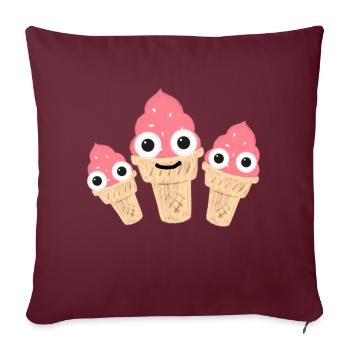 Crème glacée, softice, famille, famille de crème glacée, cornet de crème glacée - Housse de coussin décorative 45 x 45 cm - bordeaux - Devant