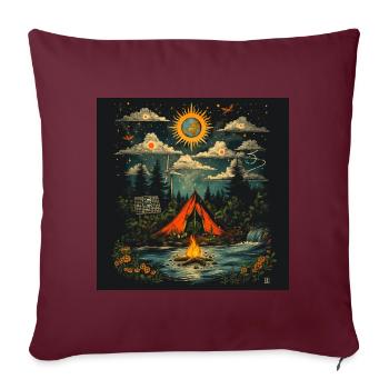 Camping à la belle étoile - Housse de coussin décorative 45 x 45 cm - bordeaux - Devant