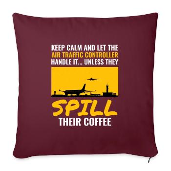 Contrôleur de café de la circulation aérienne ATC Aviation Humour - Housse de coussin décorative 45 x 45 cm - bordeaux - Devant