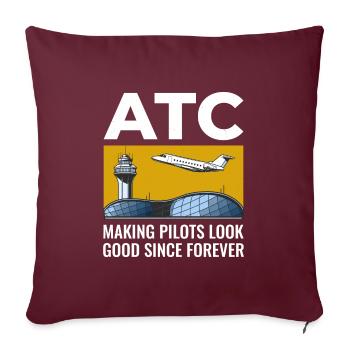 Contrôleur de la circulation aérienne ATC Aviation Humour Avion - Housse de coussin décorative 45 x 45 cm - bordeaux - Devant