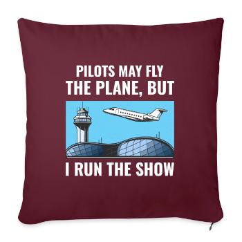 Contrôleur de la circulation aérienne ATC Aviation Humour Avion - Housse de coussin décorative 45 x 45 cm - bordeaux - Devant