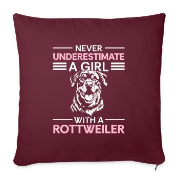 Chien Rottie Amour de chien - Housse de coussin décorative 45 x 45 cm - bordeaux - Devant