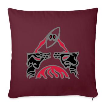 Le différend. Conflit sur un vieux pont. - Housse de coussin décorative 45 x 45 cm - bordeaux - Devant