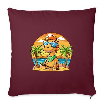 Lunettes de soleil de plage d’été de dessin animé drôle de chameau - Housse de coussin décorative 45 x 45 cm - bordeaux - Devant