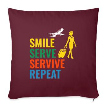 Flugbegleiter Flugbegleiter Flugcabin Crew Personal der Fluggesellschaft - Sofakissenbezug 45 x 45 cm - Burgunderrot - Vorne