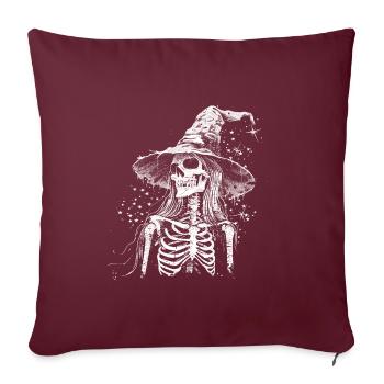 Sorcière squelette sombre avec chapeau de sorcière - Housse de coussin décorative 45 x 45 cm - bordeaux - Devant