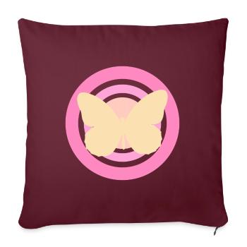 Papillon rose jaune - Housse de coussin décorative 45 x 45 cm - bordeaux - Devant