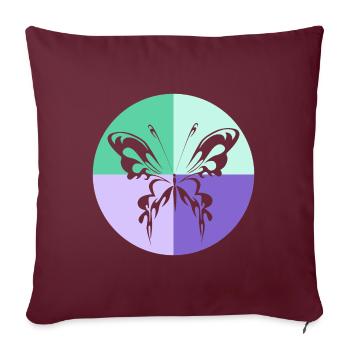 Quatuor de papillons Vert Violet - Housse de coussin décorative 45 x 45 cm - bordeaux - Devant
