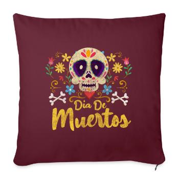 Mexique Crâne Octobre Tradition - Housse de coussin décorative 45 x 45 cm - bordeaux - Devant