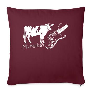 Muhsiker - Kug mit Gitarre - hell - Sofakissenbezug 45 x 45 cm - Burgunderrot - Vorne