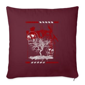 Style Couleur Crâne Rouge - Housse de coussin décorative 45 x 45 cm - bordeaux - Devant