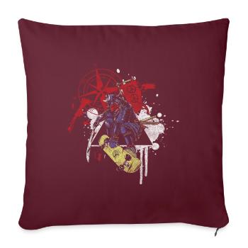Tattoo Modern Rabe Skull - Sofakissenbezug 45 x 45 cm - Burgunderrot - Vorne