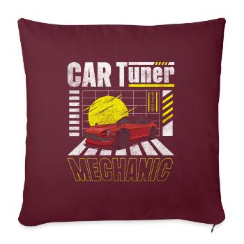 Garage de réunion de mécanicien automobile - Housse de coussin décorative 45 x 45 cm - bordeaux - Devant