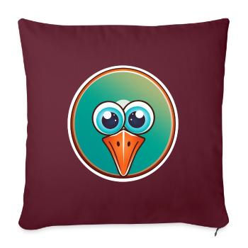 Tête d'oiseau, drôle, fun et vert - Housse de coussin décorative 45 x 45 cm - bordeaux - Devant