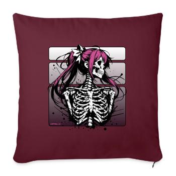 Anime Skull Girl // Totenkopf Mädchen FS0245 - Sofa pillowcase 17,3'' x 17,3'' (45 x 45 cm) - burgundy - Front
