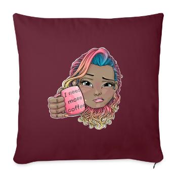 J’ai besoin de plus de café - Housse de coussin décorative 45 x 45 cm - bordeaux - Devant