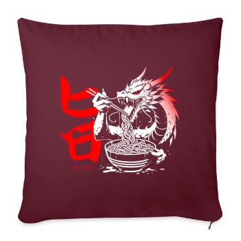 Manga Anime // Le dragon mange de la soupe Ramen // AS018 - Housse de coussin décorative 45 x 45 cm - bordeaux - Devant