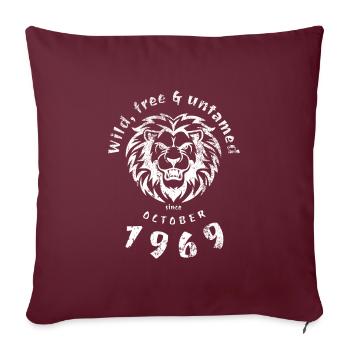 Sauvage, libre et indompté depuis 10/1969 - Housse de coussin décorative 45 x 45 cm - bordeaux - Devant