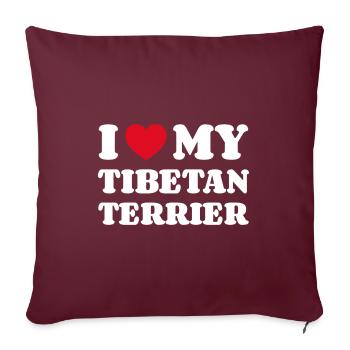 J’adore mon terrier tibétain Cadeau Terrier tibétain - Housse de coussin décorative 45 x 45 cm - bordeaux - Devant