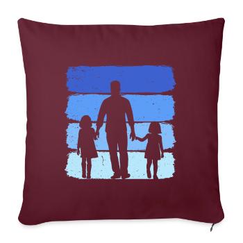 Père et deux filles Vintage Papa 2 Filles - Housse de coussin décorative 45 x 45 cm - bordeaux - Devant