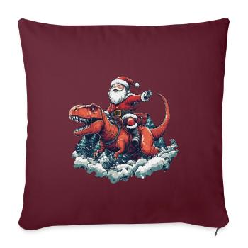 Weihnachtsmann auf T-Rex Weihnachten Jungs - Sofakissenbezug 45 x 45 cm - Burgunderrot - Vorne