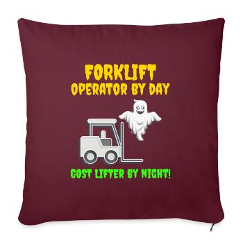 Halloween Ghost Forklift Operator Équipement lourd - Housse de coussin décorative 45 x 45 cm - bordeaux - Devant