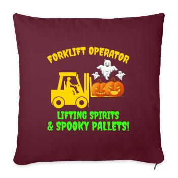 Halloween Geist Gabelstapler Fahrer Kürbis Lustig - Sofakissenbezug 45 x 45 cm - Burgunderrot - Vorne