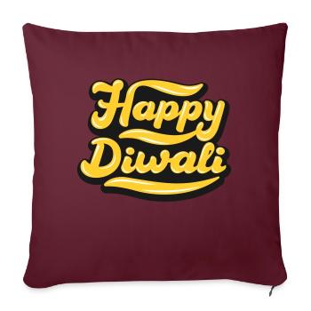 Joyeux Diwali | Diwali | Réf. 02 - Housse de coussin décorative 45 x 45 cm - bordeaux - Devant