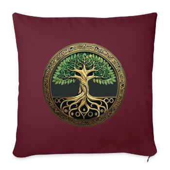 Baum des Lebens Wikinger Midgard Thor Walhalla - Sofakissenbezug 45 x 45 cm - Burgunderrot - Vorne