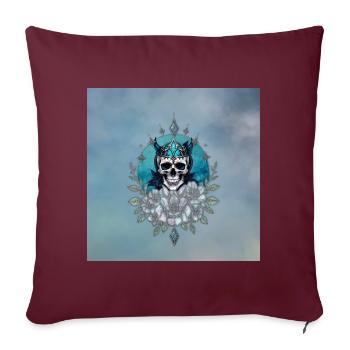 Superbe crâne avec une couronne majestueuse - Housse de coussin décorative 45 x 45 cm - bordeaux - Devant