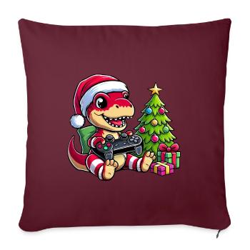 Weihnachten Dino Zocker und Gamer T Rex - Sofakissenbezug 45 x 45 cm - Burgunderrot - Vorne