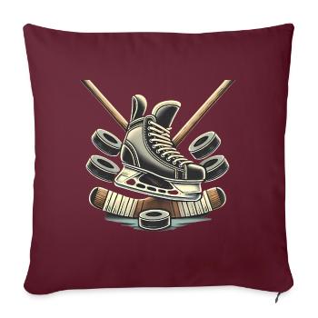 Illustration de bâtons de patins de hockey - Housse de coussin décorative 45 x 45 cm - bordeaux - Devant