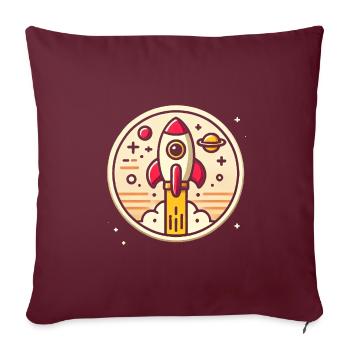 Fusée rétro perdue dans l’espace Graphique - Housse de coussin décorative 45 x 45 cm - bordeaux - Devant