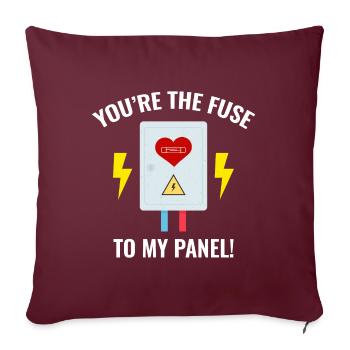 Électricien Valentine : Tu es le fusible de mon panneau - Housse de coussin décorative 45 x 45 cm - bordeaux - Devant