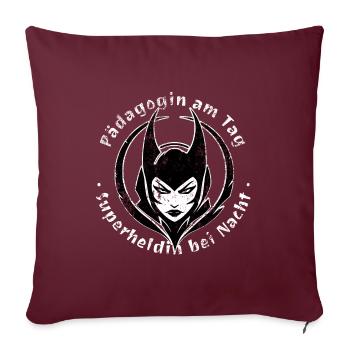 Pédagogue le jour Super-héroïne la nuit - Housse de coussin décorative 45 x 45 cm - bordeaux - Devant