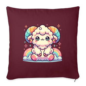 Bunte süße Widder Cartoon Illustration - Sofakissenbezug 45 x 45 cm - Burgunderrot - Vorne
