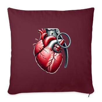 Explosion Cœur Grenade Art de la Fusion - Housse de coussin décorative 45 x 45 cm - bordeaux - Devant