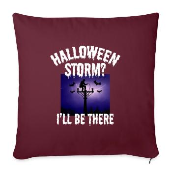 Tempête d’Halloween ? Je serai là – Lineman Halloween - Housse de coussin décorative 45 x 45 cm - bordeaux - Devant